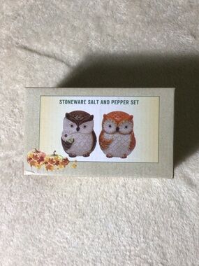 Owl Stoneware Salt and Pepper Set - Brown & Orange
